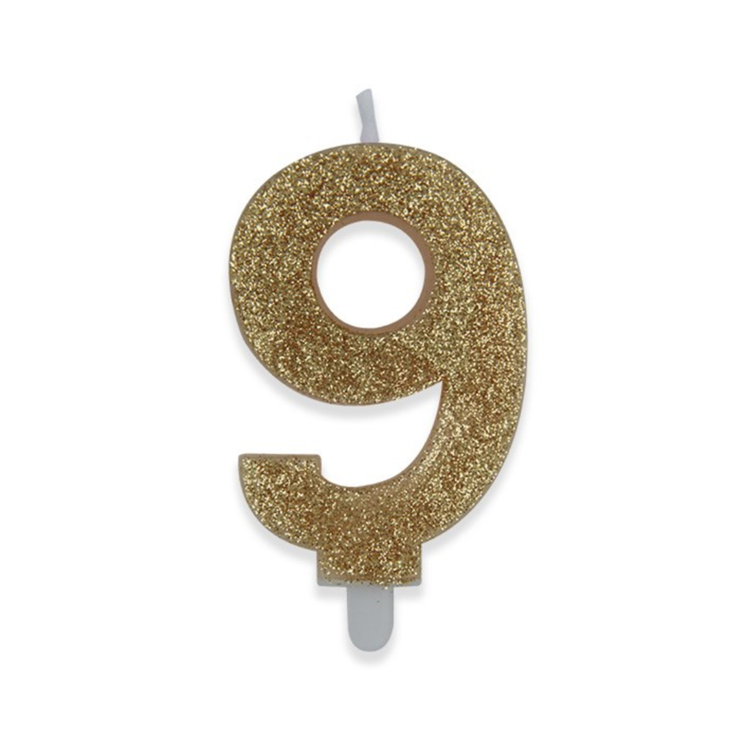 Candela Numero Sweety Glitter Oro 9