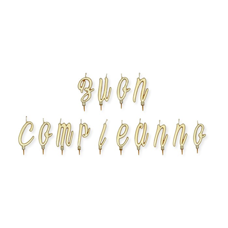 Set Candeline 5 Cm Buon Compleanno Italic Oro Metal