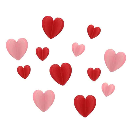 12 Adesivi 3d L'Amore È Nell'Aria Cuori Mix