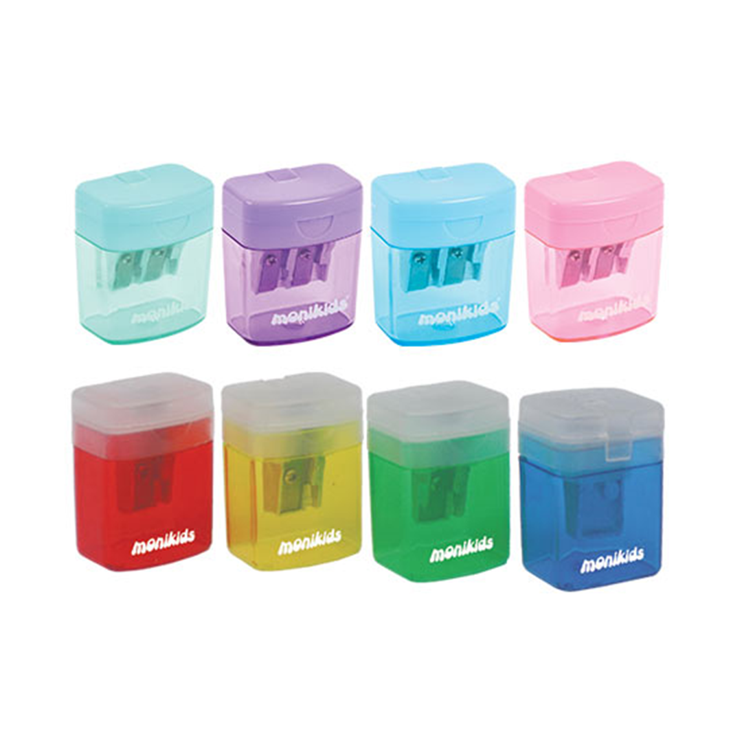 Temperino A 2 Fori Plastica Con Contenitore Colori Assortiti