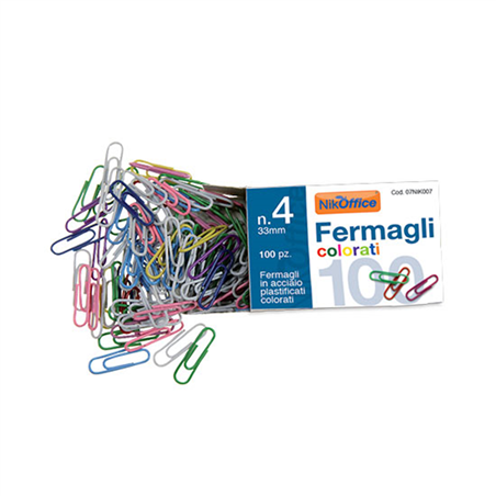 Scatola 100 Fermagli Colorati Plastificati