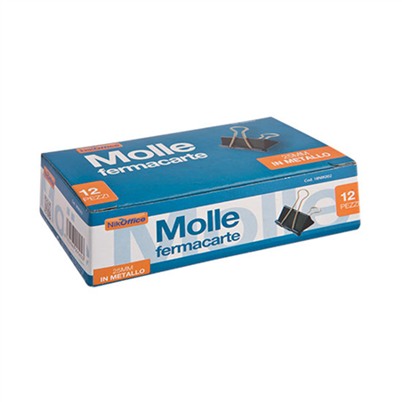 Confezione 12 Molle Fermacarte Nere Metallo 51mm