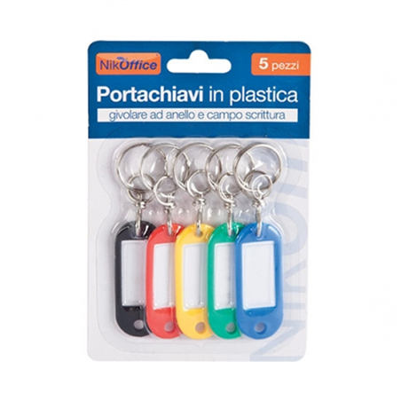 Confezione 5 Portachiavi In Plastica Morbida Colori Assortiti