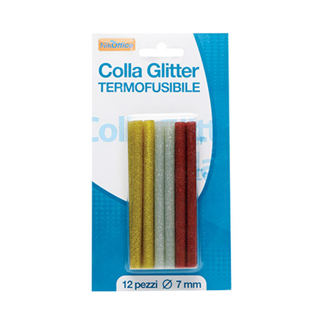 Blister 12 Colla Termofusione 7mm Glitter Oro Rosso Argento