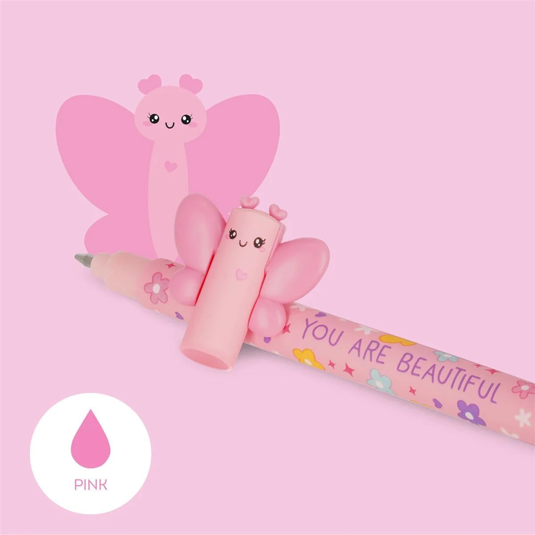 Penna Gel Cancellabile Farfalla Inchiostro Rosa — immagine 2