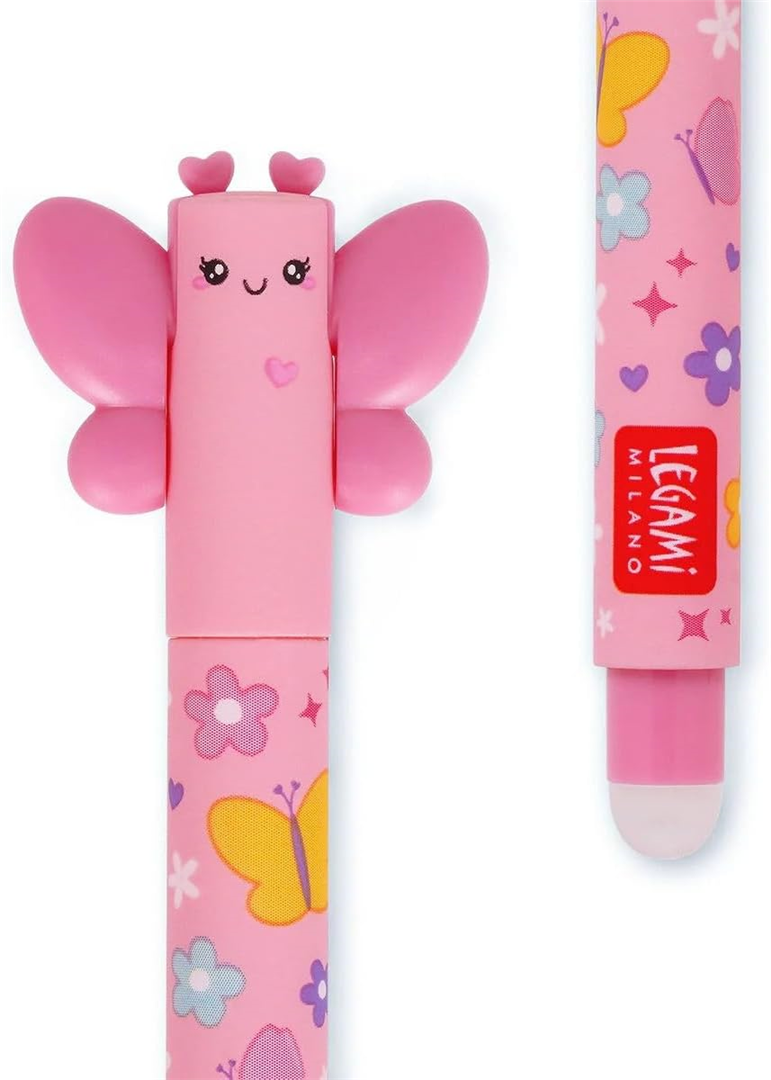 Penna Gel Cancellabile Farfalla Inchiostro Rosa — immagine 3