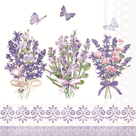 Tovagliolo 33x33 Carta Decorato  Lovely Lavender White