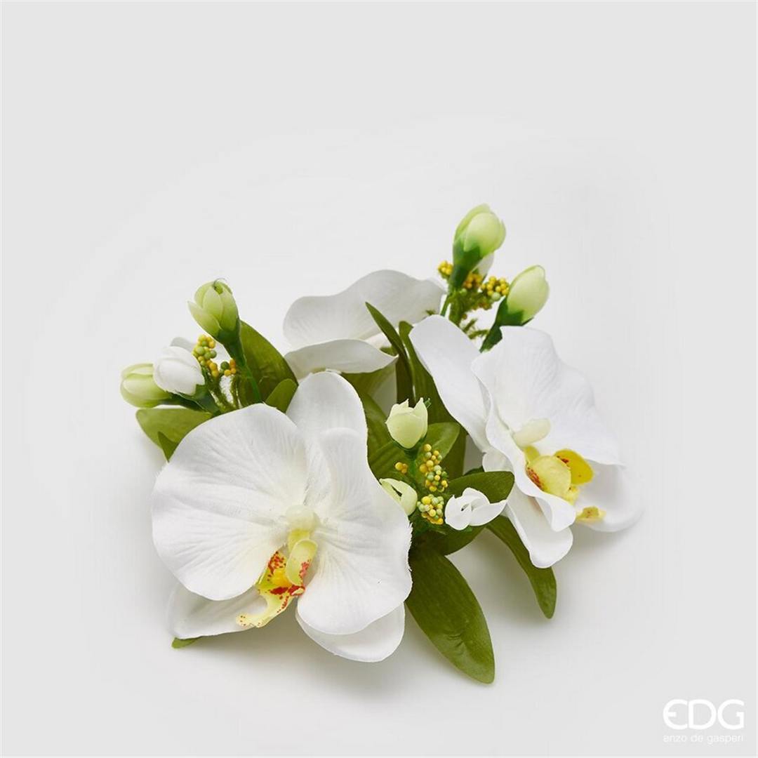 Corona Girocandela D12cm Orchidea Bianco