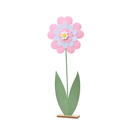 Fiore Rosa Feltro Con Base Legno H91cm