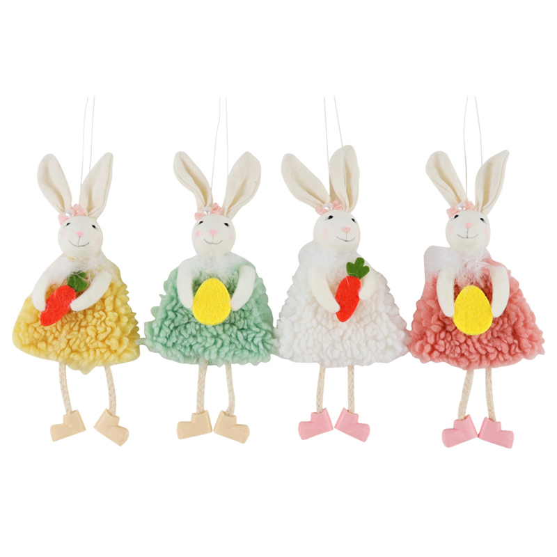 Ornamento Coniglietta Vestito Pelliccia 18cm Colori Assortiti