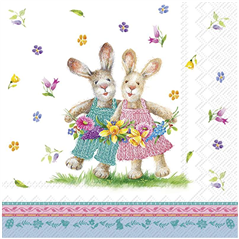 Spring Fantasy - Tovagliolo con coniglietti, 33 x 33 cm