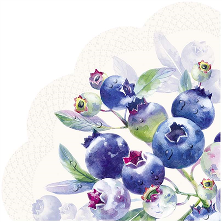 Tovagliolo Carta Tondo 34cm Primavera Blueberry Fruits Cream