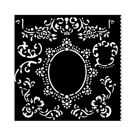Stencil Media 18x18 Cm. Spessore 0,25 Mm House Of Roses Con Cornice