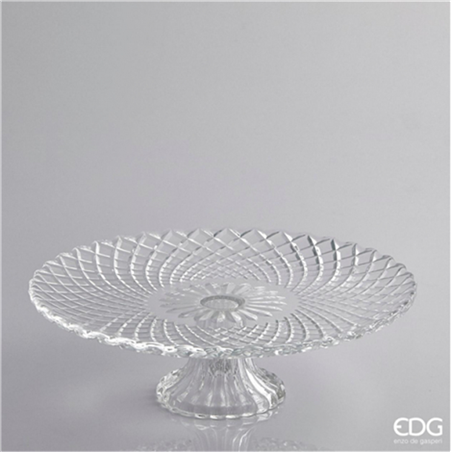 Alzata Vetro Rombi Trasparente H10cm D25cm