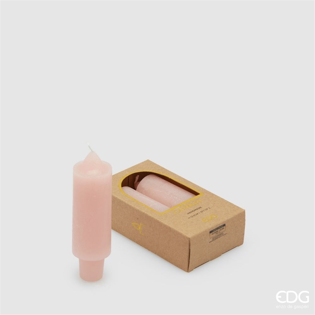 Candela A Stelo Solid H12,5cm 2pz Rosa Pallido