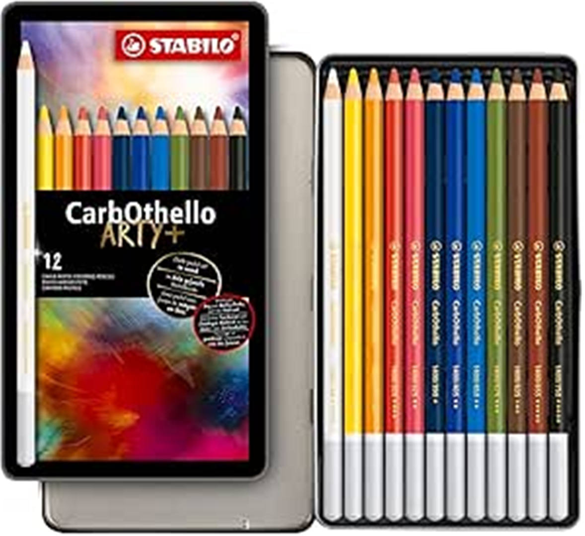 MATITA COLORATA PREMIUM - STABILO CARBOTHELLO - SCATOLA IN METALLO DA 12 - COLORI ASSORTITI — immagine 2