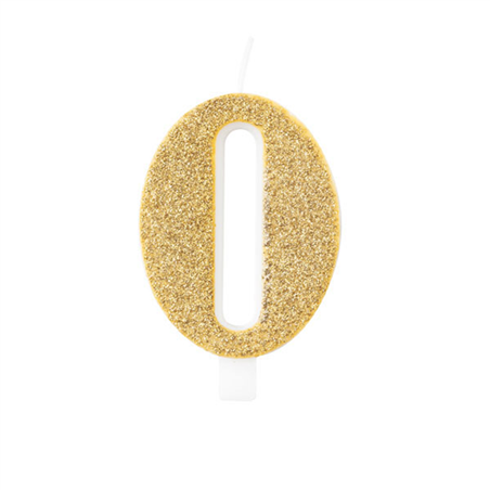 Candela Torta Numero Bio Glitter 9,5cm Oro 0