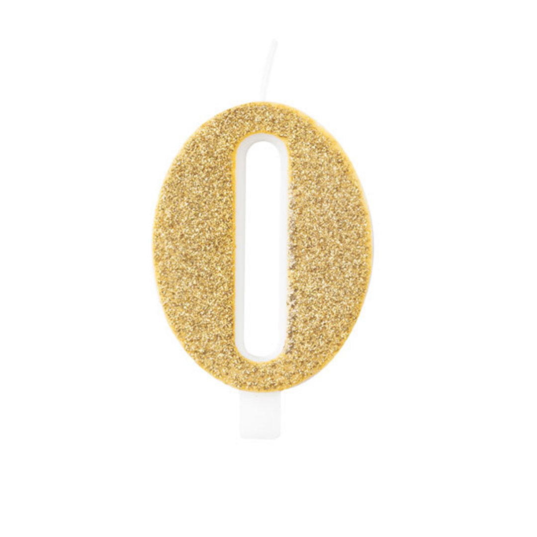 Candela Torta Numero Bio Glitter 9,5cm Oro 0