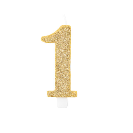 Candela Torta Numero Bio Glitter 9,5cm Oro 1