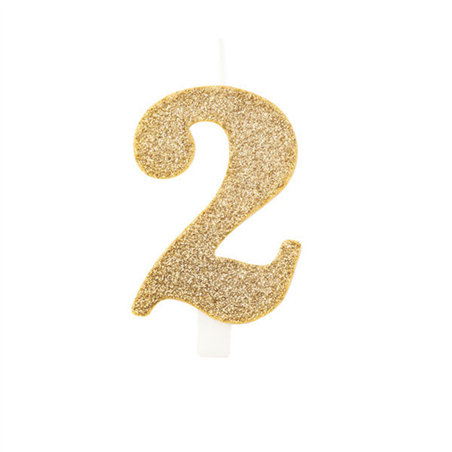 Candela Torta Numero Bio Glitter 9,5cm Oro 2