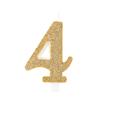 Candela Torta Numero Bio Glitter 9,5cm Oro 4