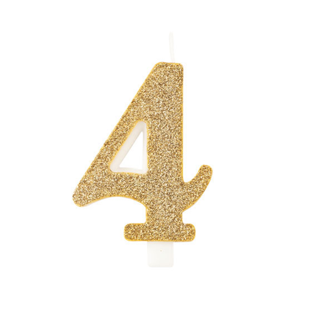 Candela Torta Numero Bio Glitter 9,5cm Oro 4