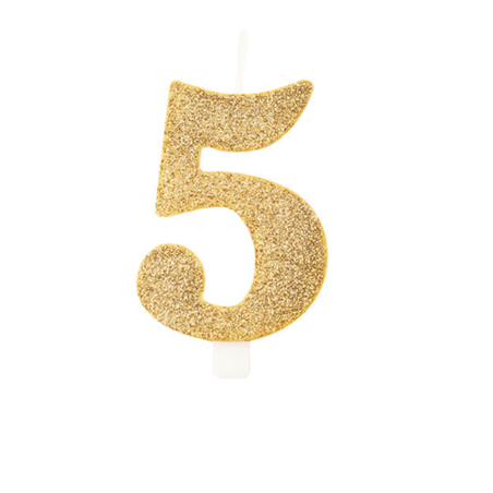 Candela Torta Numero Bio Glitter 9,5cm Oro 5