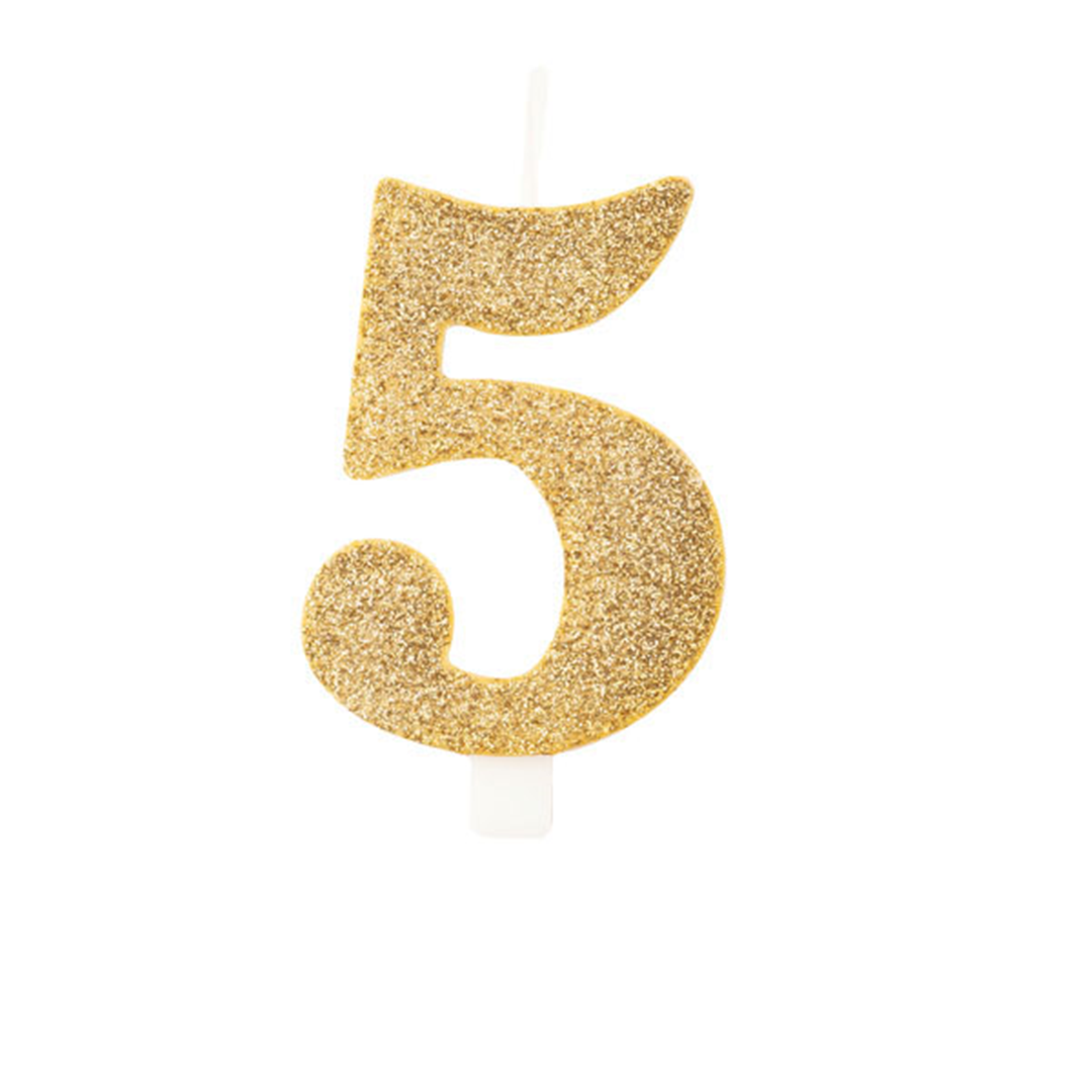 Candela Torta Numero Bio Glitter 9,5cm Oro 5