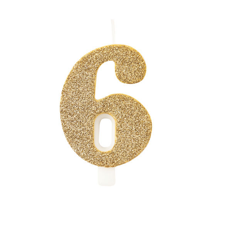 Candela Torta Numero Bio Glitter 9,5cm Oro 6