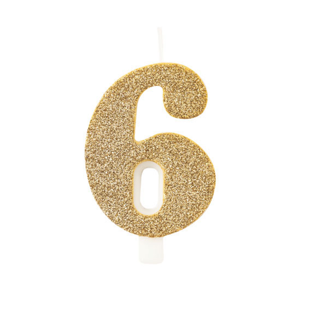 Candela Torta Numero Bio Glitter 9,5cm Oro 6