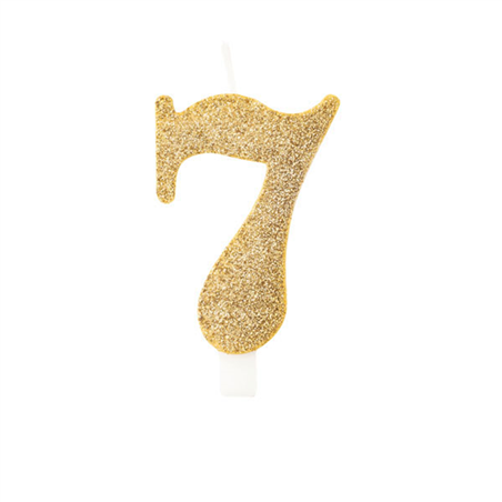 Candela Torta Numero Bio Glitter 9,5cm Oro 7