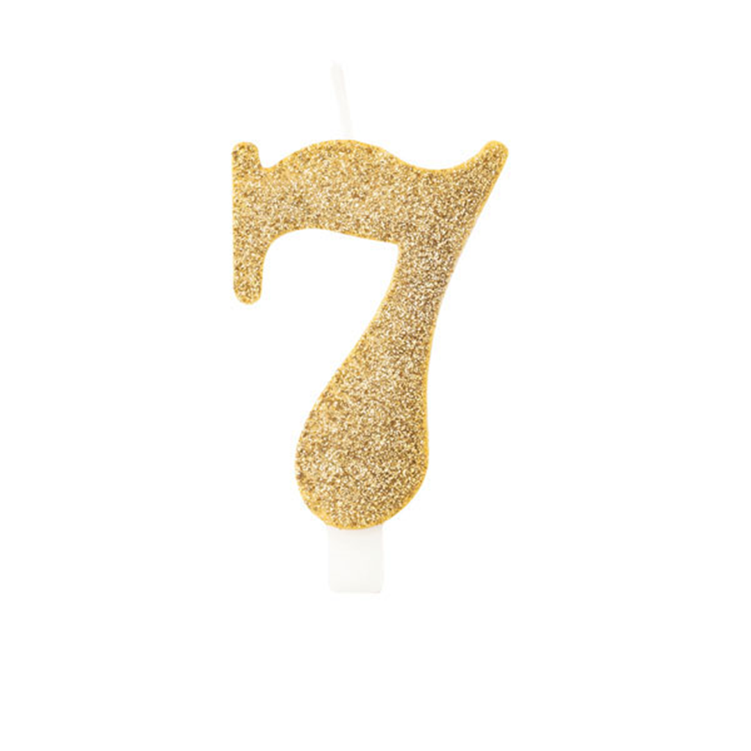 Candela Torta Numero Bio Glitter 9,5cm Oro 7