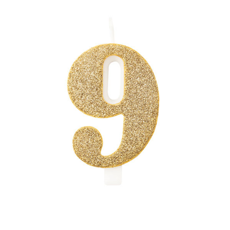 Candela Torta Numero Bio Glitter 9,5cm Oro 9