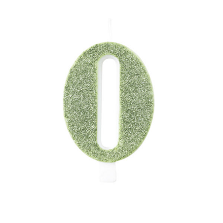 Candela Torta Numero Bio Glitter 9,5cm Salvia 0