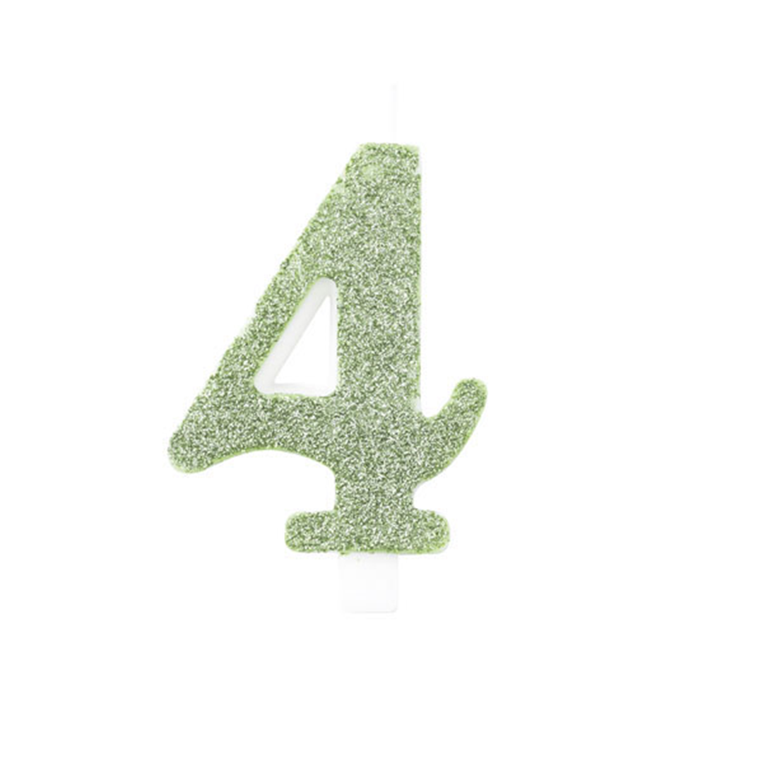 Candela Torta Numero Bio Glitter 9,5cm Salvia 4