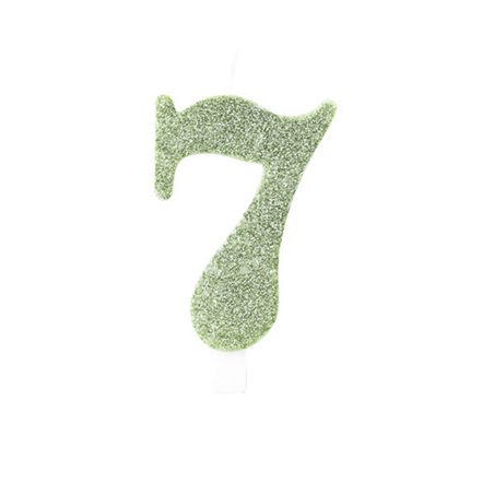 Candela Torta Numero Bio Glitter 9,5cm Salvia 7