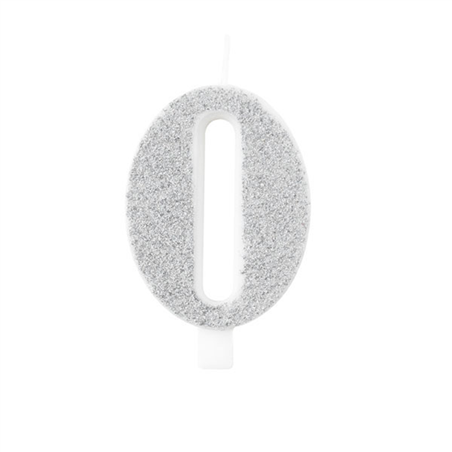 Candela Torta Numero Bio Glitter 9,5cm Argent 0