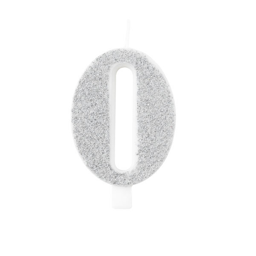Candela Torta Numero Bio Glitter 9,5cm Argent 0