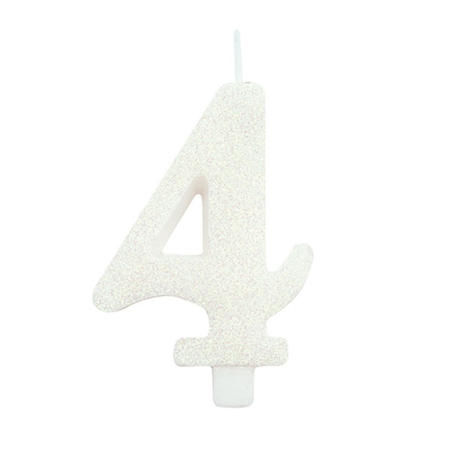 Candela Torta Numero Bio Glitter 9,5cm Bianco 4