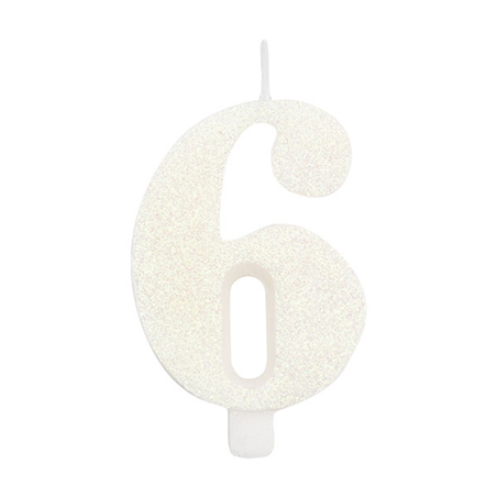 Candela Torta Numero Bio Glitter 9,5cm Bianco 6