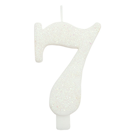 Candela Torta Numero Bio Glitter 9,5cm Bianco 7