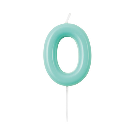 Candelina Torta Numero Glossy 10,5cm 0 Acquamarina