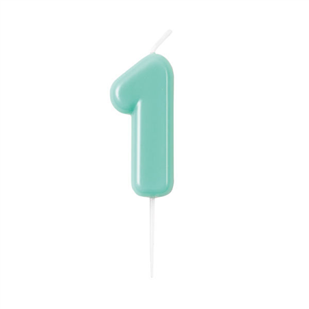Candelina Torta Numero Glossy 10,5cm 1 Acquamarina