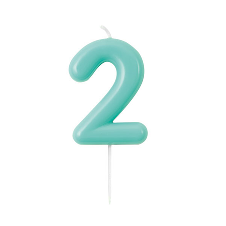 Candelina Torta Numero Glossy 10,5cm 2 Acquamarina