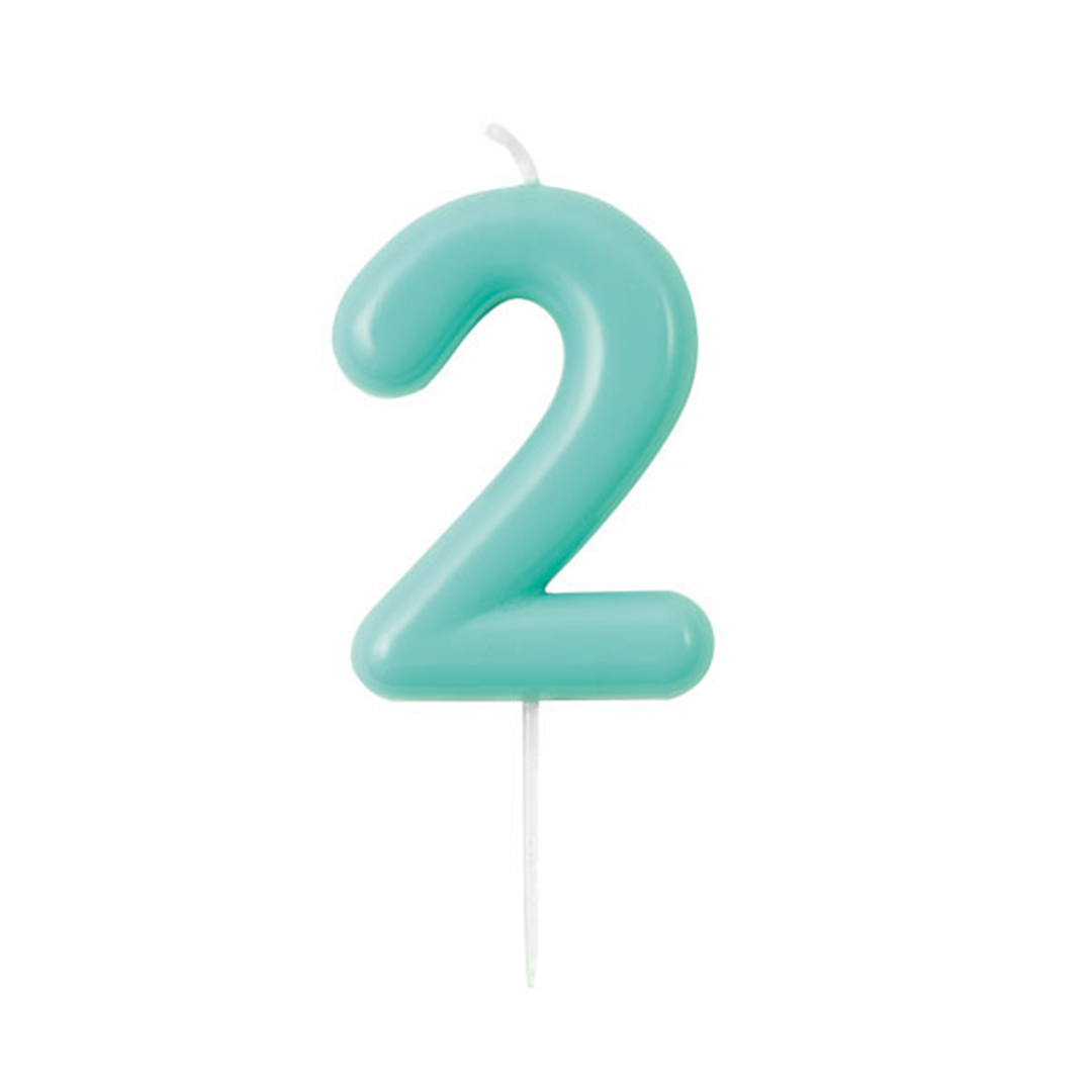 Candelina Torta Numero Glossy 10,5cm 2 Acquamarina