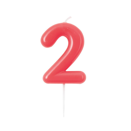Candelina Torta Numero Glossy 10,5cm 2 Lampone