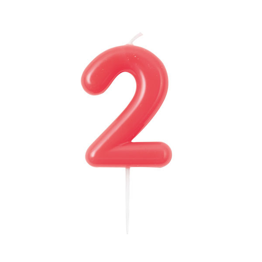 Candelina Torta Numero Glossy 10,5cm 2 Lampone