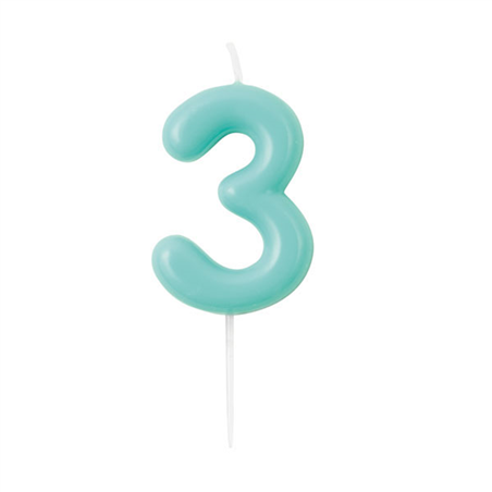 Candelina Torta Numero Glossy 10,5cm 3 Acquamarina