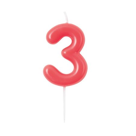 Candelina Torta Numero Glossy 10,5cm 3 Lampone