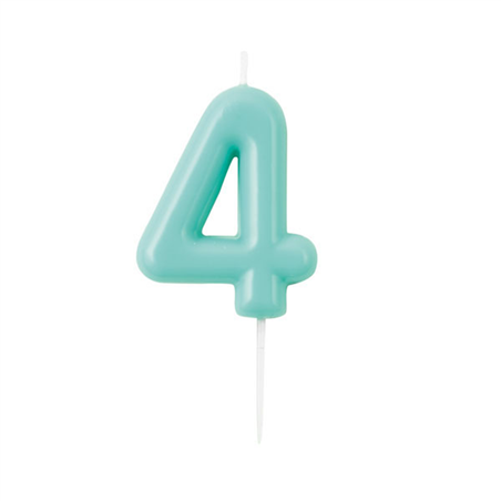 Candelina Torta Numero Glossy 10,5cm 4 Acquamarina